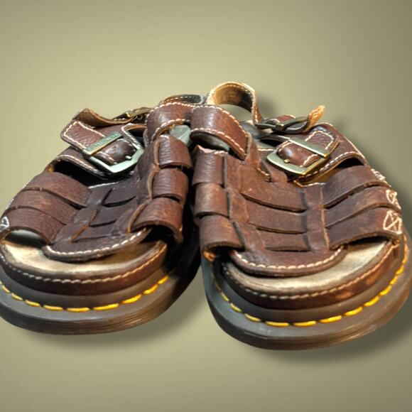 Men\'s Size 13 DR. MARTENS 8092 Brown Leather Fisherman Sandals EUC main image 4